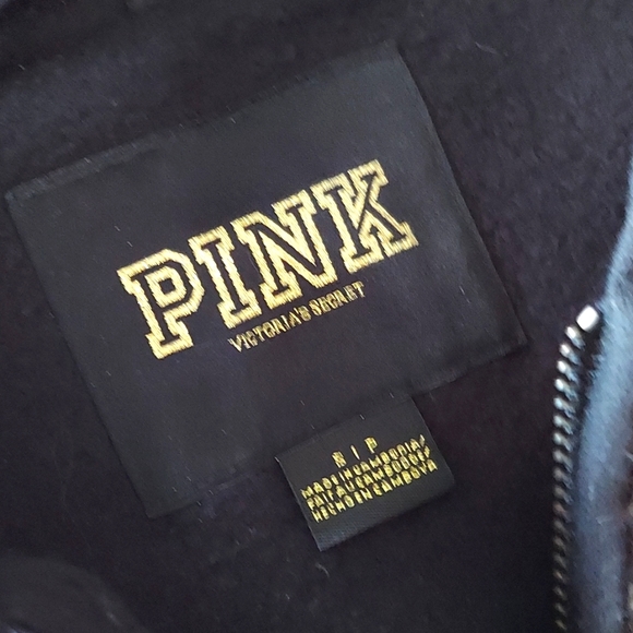 2012 PINK VS Leopard Faux Fur Full Zip Gold Foil Hooded Sweater - Picture 2 of 16